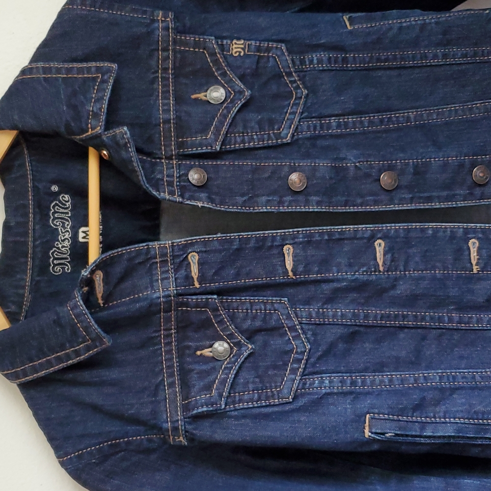 Miss Me Denim Raw Hem Jacket Size M - Picture 2 of 7